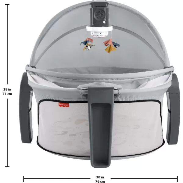 FisherPrice Portable Baby Bassinet Deluxe OnTheGo Projection Dome Travel Play Space for Newborns with Lights Music ampamp Canopy Paper ShapesGray