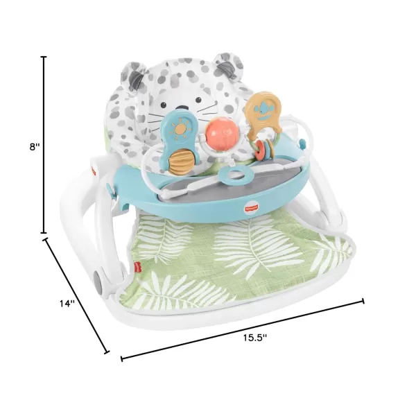 FisherPrice Portable Baby Chair Deluxe SitMeUp Floor Seat with Feeding Tray ampamp Activity Toy Bar Snow LeopardBaby Seat