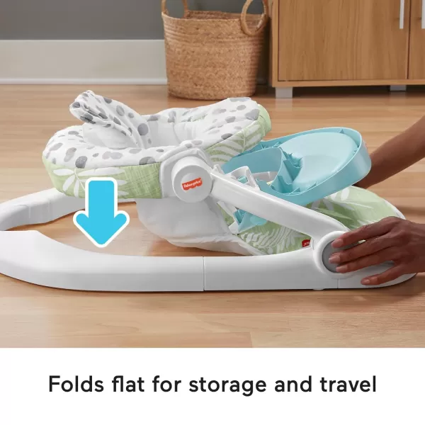 FisherPrice Portable Baby Chair Deluxe SitMeUp Floor Seat with Feeding Tray ampamp Activity Toy Bar Snow LeopardBaby Seat