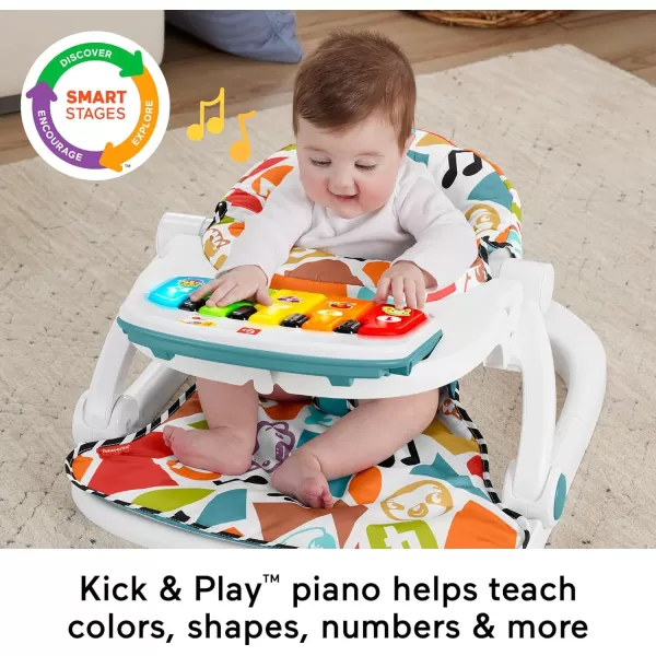 FisherPrice Portable Baby Chair Kick ampamp Play Deluxe SitMeUp Seat with Piano Learning Toy and Snack Tray for Infants to ToddlersBlue