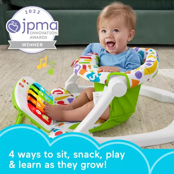 FisherPrice Portable Baby Chair Kick ampamp Play Deluxe SitMeUp Seat with Piano Learning Toy and Snack Tray for Infants to ToddlersGreen