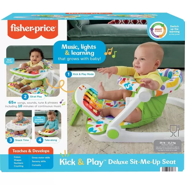 FisherPrice Portable Baby Chair Kick ampamp Play Deluxe SitMeUp Seat with Piano Learning Toy and Snack Tray for Infants to ToddlersGreen