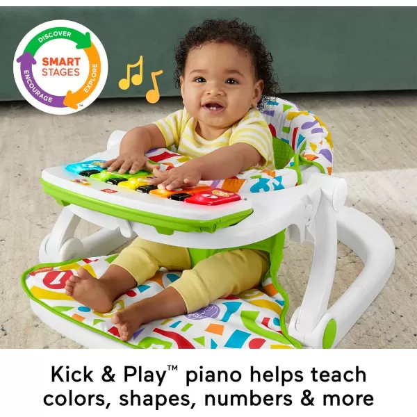 FisherPrice Portable Baby Chair Kick ampamp Play Deluxe SitMeUp Seat with Piano Learning Toy and Snack Tray for Infants to ToddlersGreen