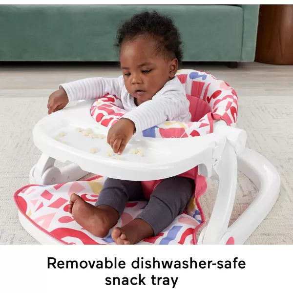 FisherPrice Portable Baby Chair Kick ampamp Play Deluxe SitMeUp Seat with Piano Learning Toy and Snack Tray for Infants to ToddlersPink