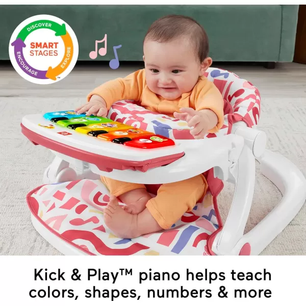 FisherPrice Portable Baby Chair Kick ampamp Play Deluxe SitMeUp Seat with Piano Learning Toy and Snack Tray for Infants to ToddlersPink