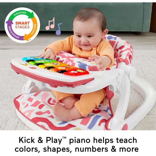 FisherPrice Portable Baby Chair Kick ampamp Play Deluxe SitMeUp Seat with Piano Learning Toy and Snack Tray for Infants to ToddlersPink