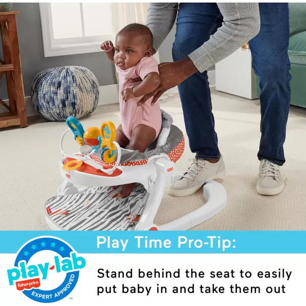 FisherPrice Portable Baby Chair Premium SitMeUp Floor Seat with Snack Tray Toy Bar ampamp Plush Washable Seat Pad PeekaBoo FoxPeekaboo Fox