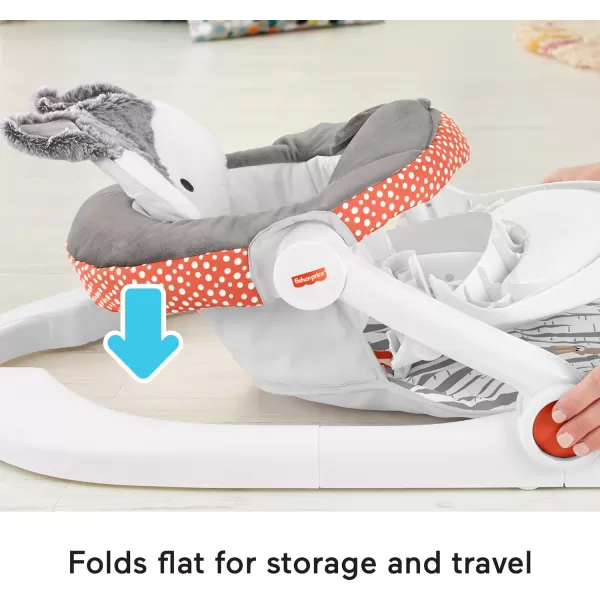 FisherPrice Portable Baby Chair Premium SitMeUp Floor Seat with Snack Tray Toy Bar ampamp Plush Washable Seat Pad PeekaBoo FoxPeekaboo Fox