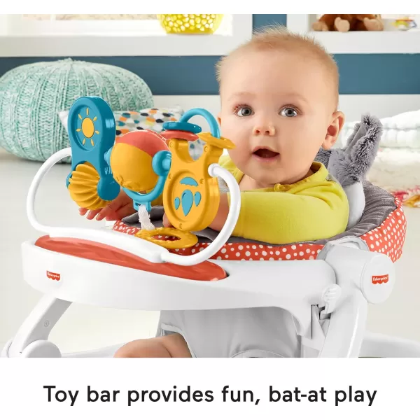 FisherPrice Portable Baby Chair Premium SitMeUp Floor Seat with Snack Tray Toy Bar ampamp Plush Washable Seat Pad PeekaBoo FoxPeekaboo Fox