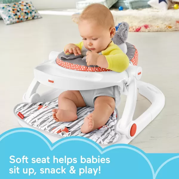 FisherPrice Portable Baby Chair Premium SitMeUp Floor Seat with Snack Tray Toy Bar ampamp Plush Washable Seat Pad PeekaBoo FoxPeekaboo Fox