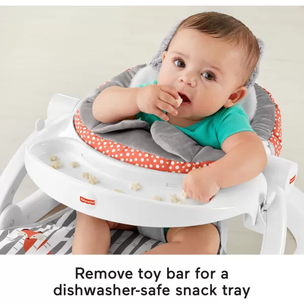 FisherPrice Portable Baby Chair Premium SitMeUp Floor Seat with Snack Tray Toy Bar ampamp Plush Washable Seat Pad PeekaBoo FoxPeekaboo Fox