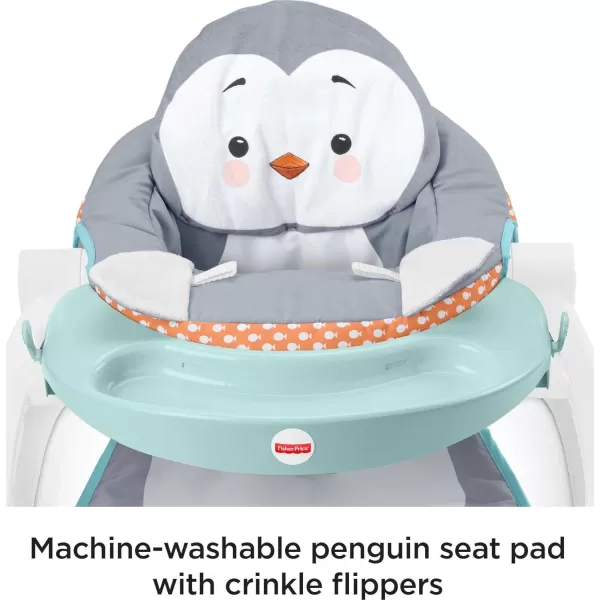 FisherPrice Portable Baby Chair Premium SitMeUp Floor Seat with Snack Tray Toy Bar ampamp Plush Washable Seat Pad PeekaBoo FoxPenguin