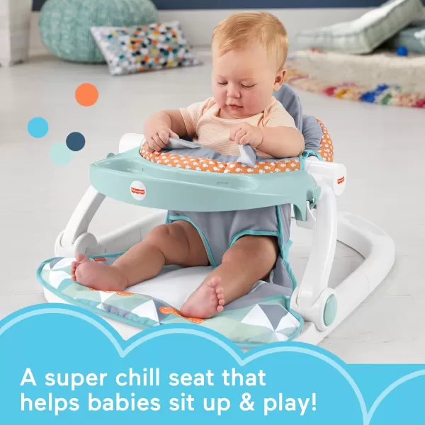 FisherPrice Portable Baby Chair Premium SitMeUp Floor Seat with Snack Tray Toy Bar ampamp Plush Washable Seat Pad PeekaBoo FoxPenguin