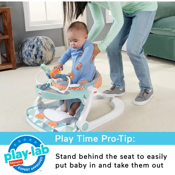 FisherPrice Portable Baby Chair Premium SitMeUp Floor Seat with Snack Tray Toy Bar ampamp Plush Washable Seat Pad PeekaBoo FoxPenguin