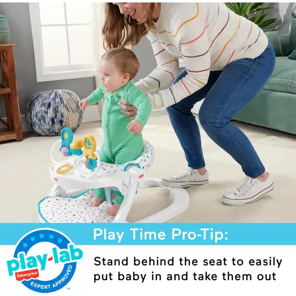FisherPrice Portable Baby Chair Premium SitMeUp Floor Seat with Snack Tray Toy Bar ampamp Plush Washable Seat Pad PeekaBoo FoxRainbow Sprinkles