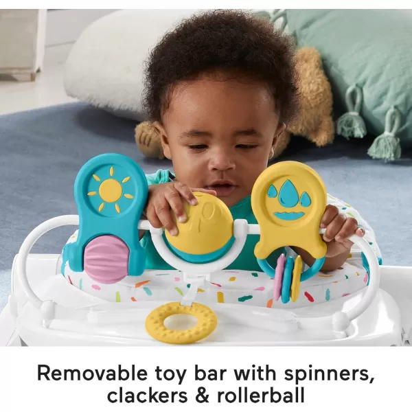 FisherPrice Portable Baby Chair Premium SitMeUp Floor Seat with Snack Tray Toy Bar ampamp Plush Washable Seat Pad PeekaBoo FoxRainbow Sprinkles