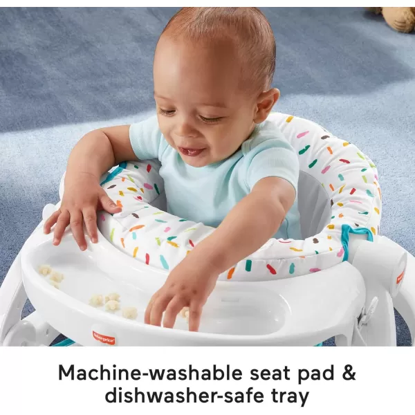 FisherPrice Portable Baby Chair Premium SitMeUp Floor Seat with Snack Tray Toy Bar ampamp Plush Washable Seat Pad PeekaBoo FoxRainbow Sprinkles