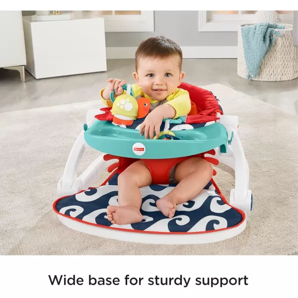 FisherPrice Portable Baby Chair SitMeUp Floor Seat CrabThemed with Snack Tray Developmental Activity Toys ampamp Washable Seat PadCrab