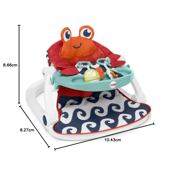 FisherPrice Portable Baby Chair SitMeUp Floor Seat CrabThemed with Snack Tray Developmental Activity Toys ampamp Washable Seat PadCrab