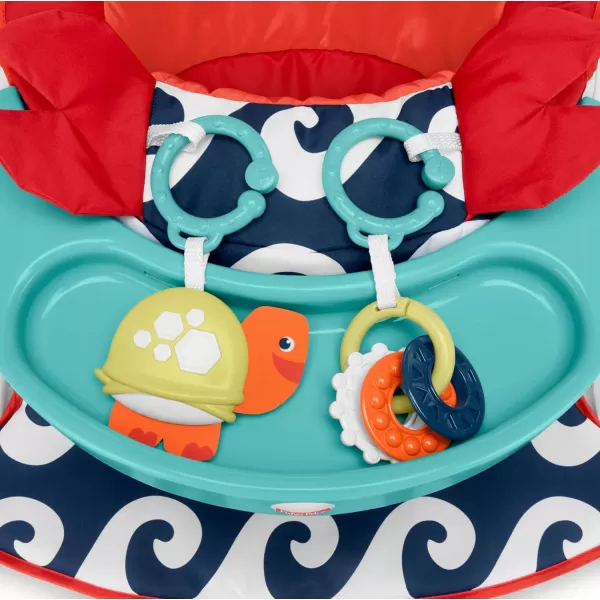 FisherPrice Portable Baby Chair SitMeUp Floor Seat CrabThemed with Snack Tray Developmental Activity Toys ampamp Washable Seat PadCrab