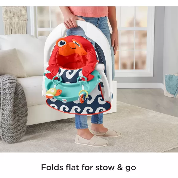 FisherPrice Portable Baby Chair SitMeUp Floor Seat CrabThemed with Snack Tray Developmental Activity Toys ampamp Washable Seat PadCrab
