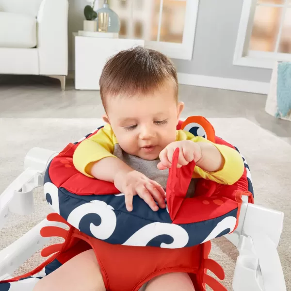 FisherPrice Portable Baby Chair SitMeUp Floor Seat CrabThemed with Snack Tray Developmental Activity Toys ampamp Washable Seat PadCrab