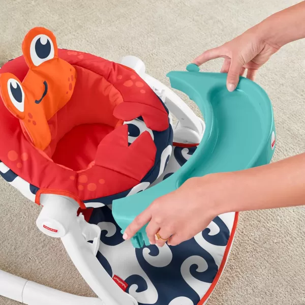 FisherPrice Portable Baby Chair SitMeUp Floor Seat CrabThemed with Snack Tray Developmental Activity Toys ampamp Washable Seat PadCrab