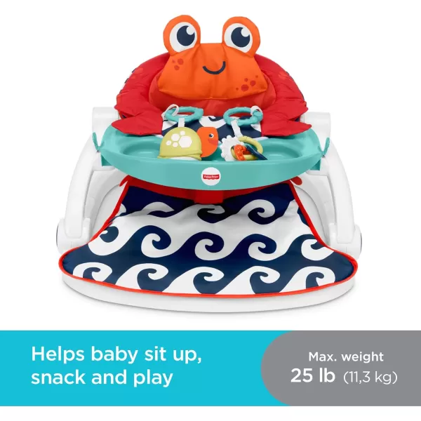 FisherPrice Portable Baby Chair SitMeUp Floor Seat CrabThemed with Snack Tray Developmental Activity Toys ampamp Washable Seat PadCrab