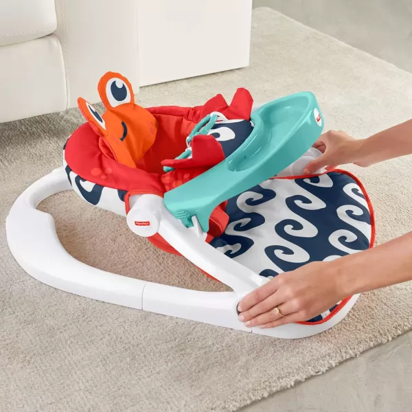 FisherPrice Portable Baby Chair SitMeUp Floor Seat CrabThemed with Snack Tray Developmental Activity Toys ampamp Washable Seat PadCrab