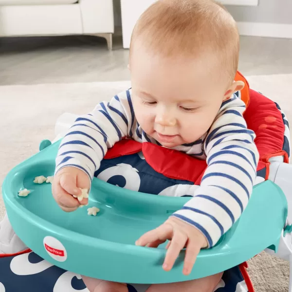 FisherPrice Portable Baby Chair SitMeUp Floor Seat CrabThemed with Snack Tray Developmental Activity Toys ampamp Washable Seat PadCrab