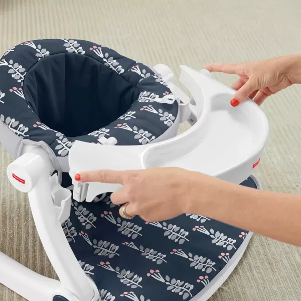 FisherPrice Portable Baby Chair SitMeUp Floor Seat CrabThemed with Snack Tray Developmental Activity Toys ampamp Washable Seat PadNavy Garden