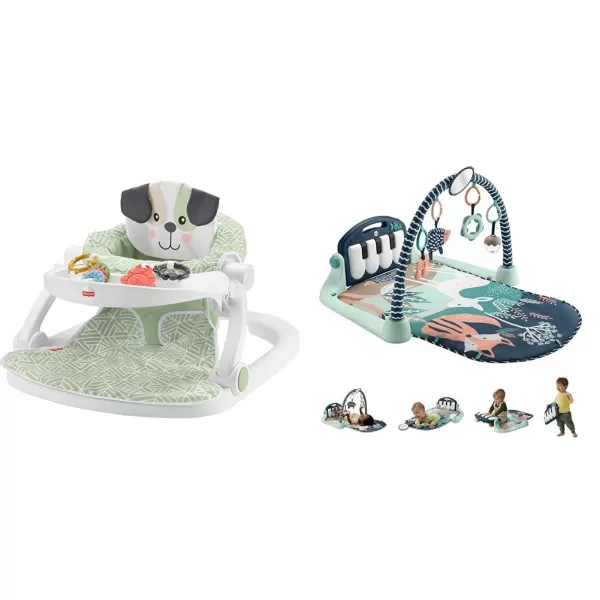 FisherPrice Portable Baby Chair SitMeUp Floor Seat CrabThemed with Snack Tray Developmental Activity Toys ampamp Washable Seat PadPuppy