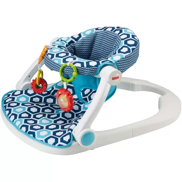 FisherPrice Portable Baby Chair SitMeUp Floor Seat with Developmental Toys ampamp Machine Washable Seat Pad WindmillBlue