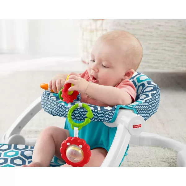 FisherPrice Portable Baby Chair SitMeUp Floor Seat with Developmental Toys ampamp Machine Washable Seat Pad WindmillBlue
