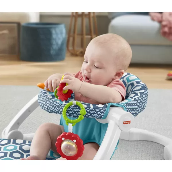 FisherPrice Portable Baby Chair SitMeUp Floor Seat with Developmental Toys ampamp Machine Washable Seat Pad WindmillBlue