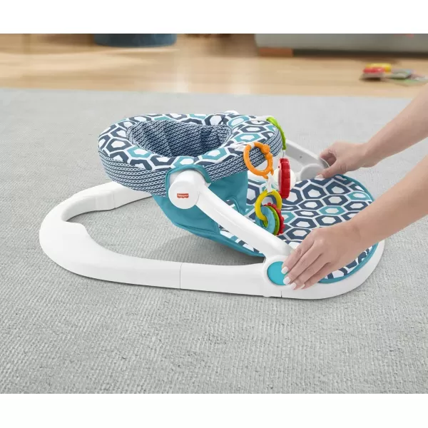 FisherPrice Portable Baby Chair SitMeUp Floor Seat with Developmental Toys ampamp Machine Washable Seat Pad WindmillBlue