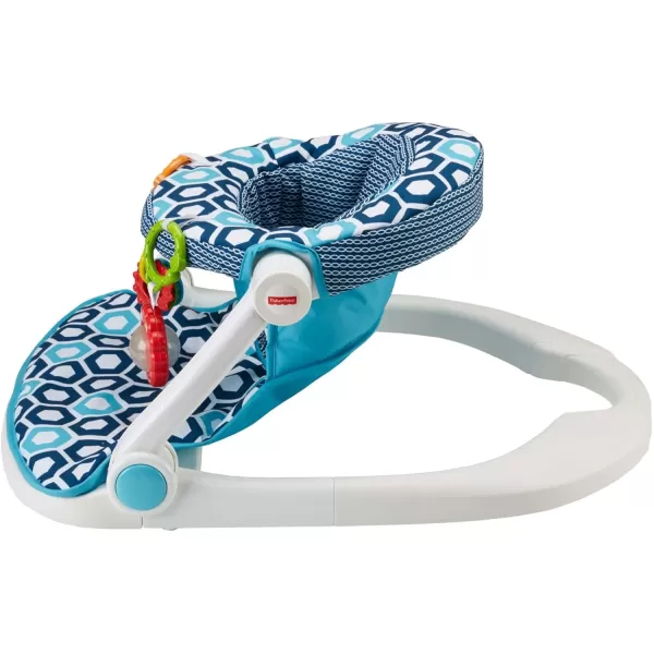 FisherPrice Portable Baby Chair SitMeUp Floor Seat with Developmental Toys ampamp Machine Washable Seat Pad WindmillBlue