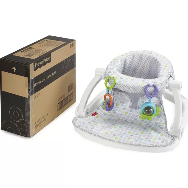 FisherPrice Portable Baby Chair SitMeUp Floor Seat with Developmental Toys ampamp Machine Washable Seat Pad WindmillGrey