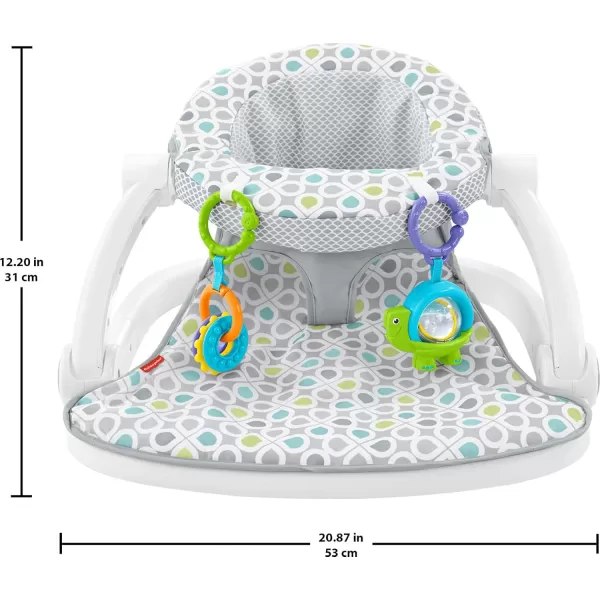 FisherPrice Portable Baby Chair SitMeUp Floor Seat with Developmental Toys ampamp Machine Washable Seat Pad WindmillGrey