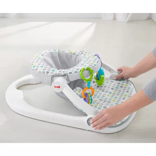 FisherPrice Portable Baby Chair SitMeUp Floor Seat with Developmental Toys ampamp Machine Washable Seat Pad WindmillGrey