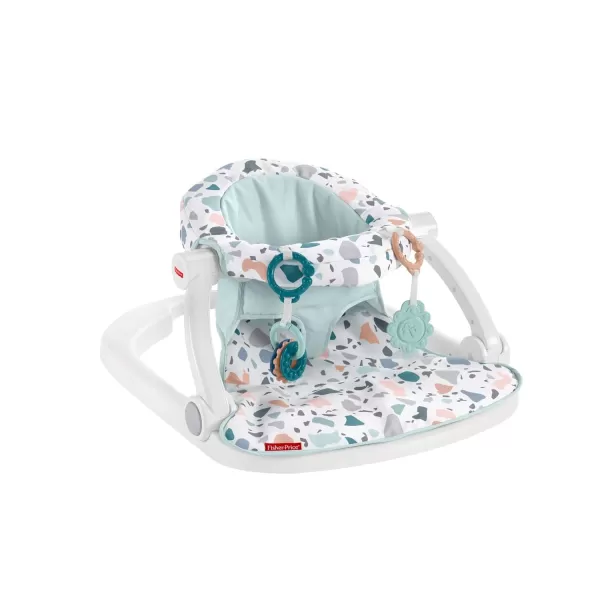 FisherPrice Portable Baby Chair SitMeUp Floor Seat with Developmental Toys ampamp Machine Washable Seat Pad WindmillPacific Pebble