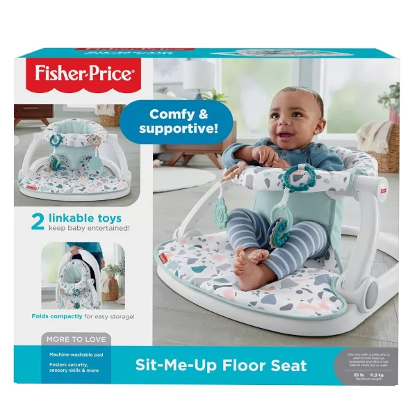 FisherPrice Portable Baby Chair SitMeUp Floor Seat with Developmental Toys ampamp Machine Washable Seat Pad WindmillPacific Pebble