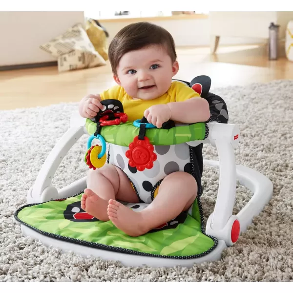 FisherPrice Portable Baby Chair SitMeUp Floor Seat with Developmental Toys ampamp Machine Washable Seat Pad WindmillPanda