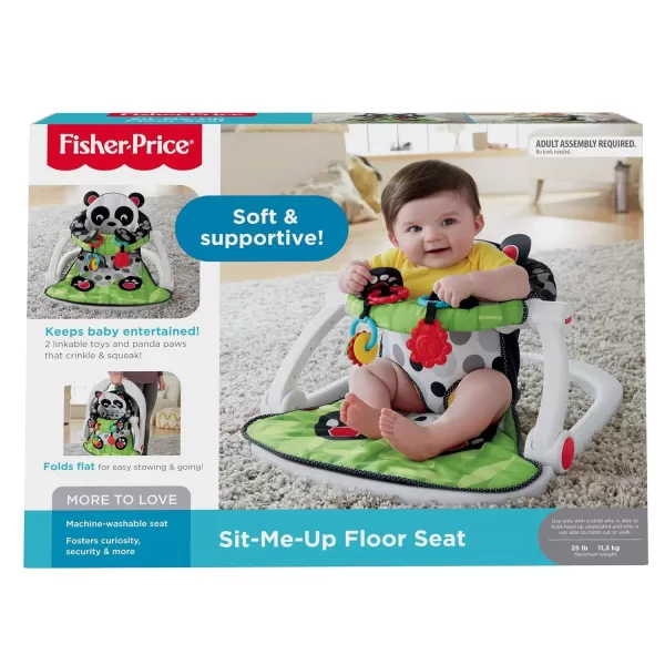 FisherPrice Portable Baby Chair SitMeUp Floor Seat with Developmental Toys ampamp Machine Washable Seat Pad WindmillPanda