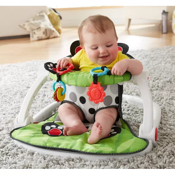 FisherPrice Portable Baby Chair SitMeUp Floor Seat with Developmental Toys ampamp Machine Washable Seat Pad WindmillPanda