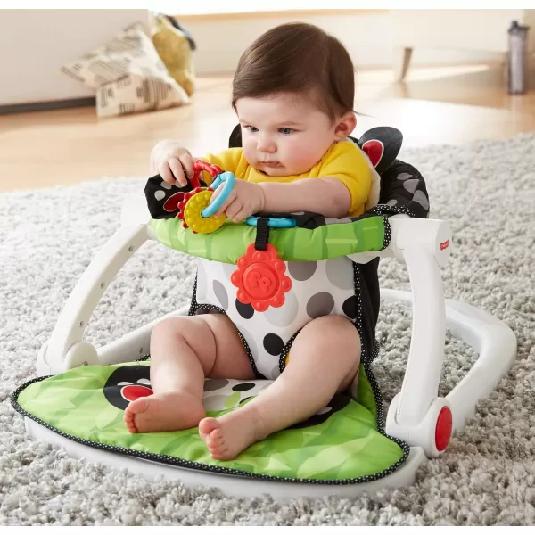 FisherPrice Portable Baby Chair SitMeUp Floor Seat with Developmental Toys ampamp Machine Washable Seat Pad WindmillPanda