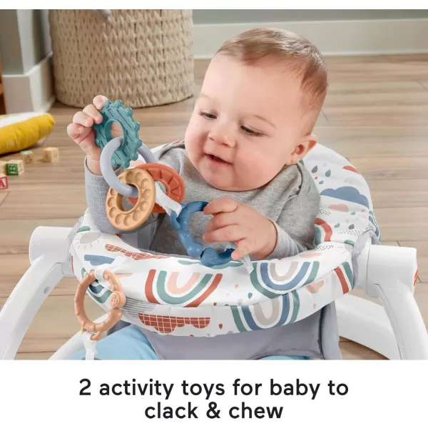 FisherPrice Portable Baby Chair SitMeUp Floor Seat with Developmental Toys ampamp Machine Washable Seat Pad WindmillRainbow Showers