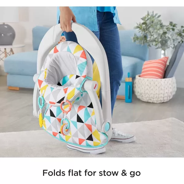 FisherPrice Portable Baby Chair SitMeUp Floor Seat with Developmental Toys ampamp Machine Washable Seat Pad WindmillWindmill