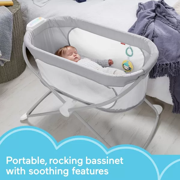 FisherPrice Portable Baby Crib Soothing View Vibe Bassinet with Music Vibrations ampamp Slim Fold for Travel Newborns 0 Months HearthstoneHearthstone