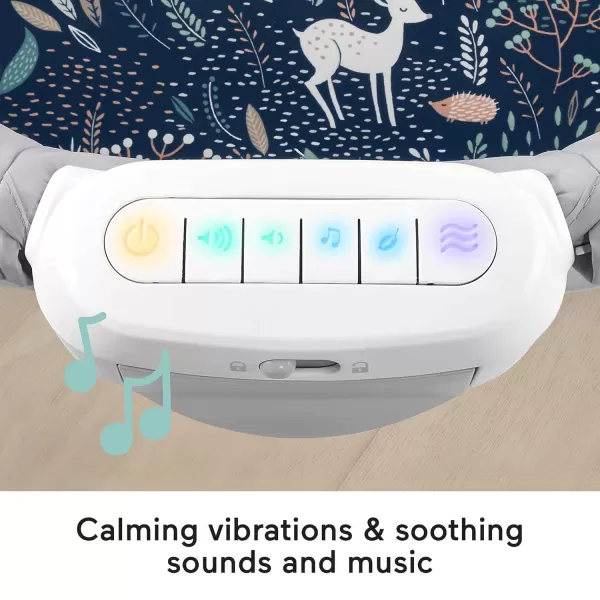 FisherPrice Portable Baby Crib Soothing View Vibe Bassinet with Music Vibrations ampamp Slim Fold for Travel Newborns 0 Months Moonlight ForestMoonlight Forest